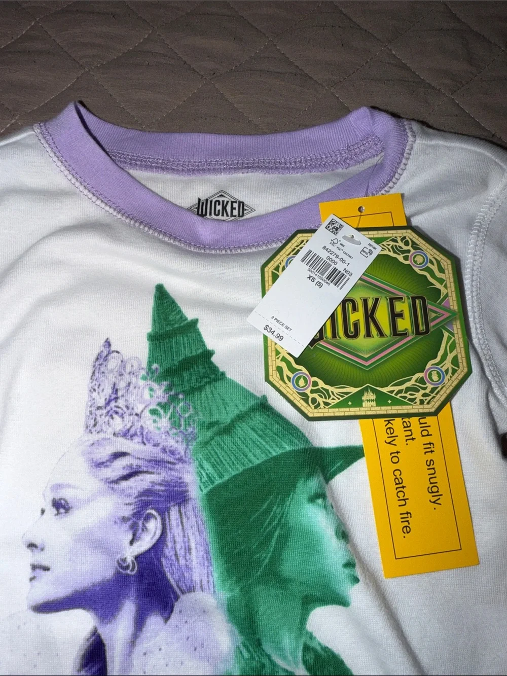 Old Navy White, Lavender & Green Wicked Girls Pajama Set